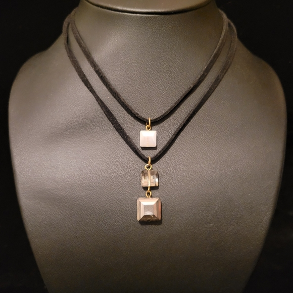 Estate Double Layer Faceted Glass Stones Necklace - Picture 2 of 4